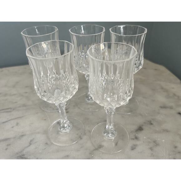 5 Cristal D’Arques Crystal Shot Glasses Longchamp Diamond Cut Cordial Stemmed - Picture 7 of 14